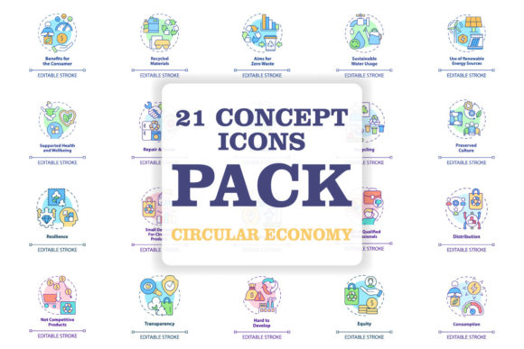 Circular Economy Concept Icons Bundle: A Comprehensive Tool for Sustainable Design
