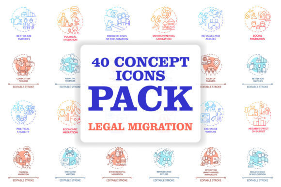 Exploring the Legal Migration Concept Icons Bundle