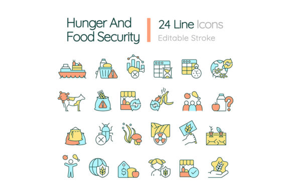 Hunger and Food Security RGB Color Icons: A Versatile Tool for Visual Communication