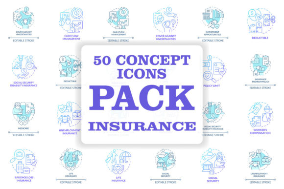Insurance Concept Icons Bundle: Enhancing Financial Protection and Customer Safety