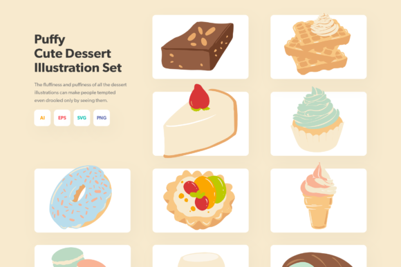 Puffy Cute Dessert Illustration Set: A Strategic Tool for Captivating Your Audience
