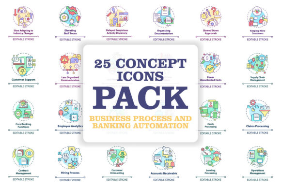 Streamlining Your Visuals: The Business Process and Banking Icons Set